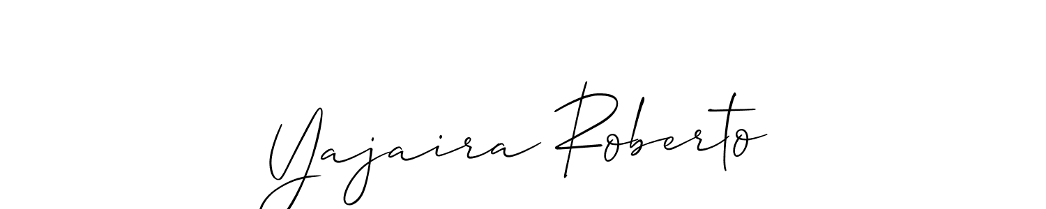 How to make Yajaira Roberto name signature. Use Allison_Script style for creating short signs online. This is the latest handwritten sign. Yajaira Roberto signature style 2 images and pictures png