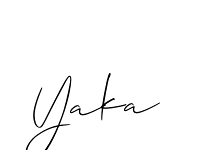 Use a signature maker to create a handwritten signature online. With this signature software, you can design (Allison_Script) your own signature for name Yaka. Yaka signature style 2 images and pictures png