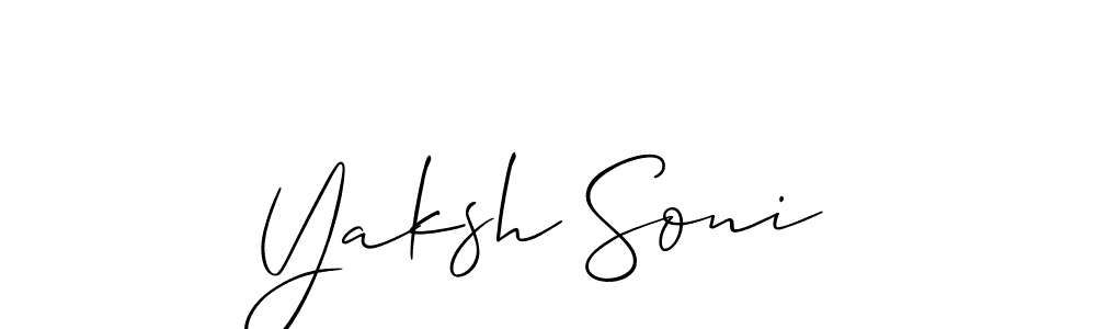 Use a signature maker to create a handwritten signature online. With this signature software, you can design (Allison_Script) your own signature for name Yaksh Soni. Yaksh Soni signature style 2 images and pictures png