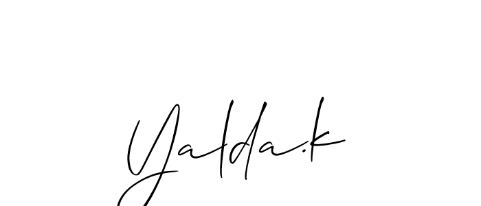 Also we have Yalda.k name is the best signature style. Create professional handwritten signature collection using Allison_Script autograph style. Yalda.k signature style 2 images and pictures png