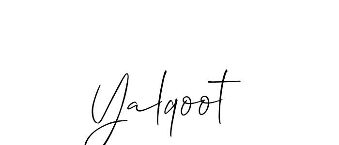 if you are searching for the best signature style for your name Yalqoot. so please give up your signature search. here we have designed multiple signature styles  using Allison_Script. Yalqoot signature style 2 images and pictures png