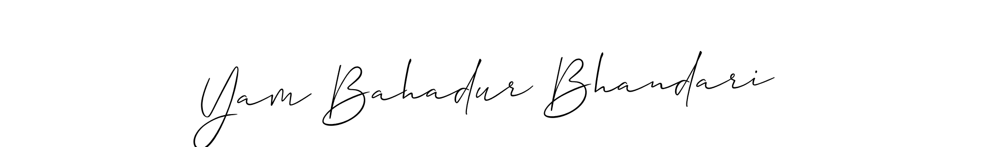 It looks lik you need a new signature style for name Yam Bahadur Bhandari. Design unique handwritten (Allison_Script) signature with our free signature maker in just a few clicks. Yam Bahadur Bhandari signature style 2 images and pictures png