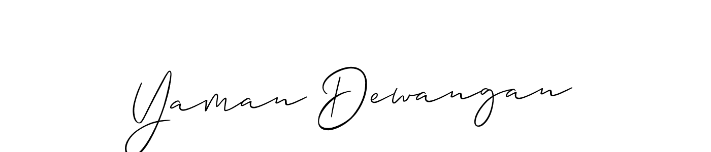 How to make Yaman Dewangan signature? Allison_Script is a professional autograph style. Create handwritten signature for Yaman Dewangan name. Yaman Dewangan signature style 2 images and pictures png