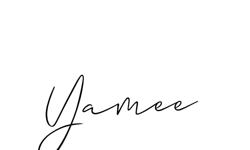 Use a signature maker to create a handwritten signature online. With this signature software, you can design (Allison_Script) your own signature for name Yamee. Yamee signature style 2 images and pictures png