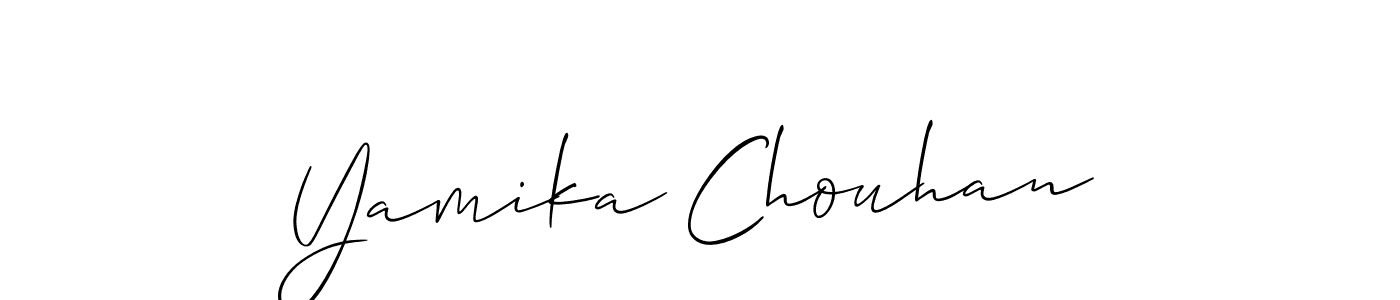 You should practise on your own different ways (Allison_Script) to write your name (Yamika Chouhan) in signature. don't let someone else do it for you. Yamika Chouhan signature style 2 images and pictures png