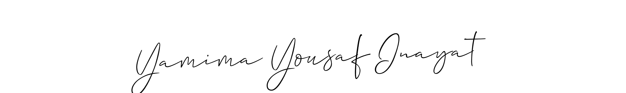 Make a beautiful signature design for name Yamima Yousaf Inayat. With this signature (Allison_Script) style, you can create a handwritten signature for free. Yamima Yousaf Inayat signature style 2 images and pictures png