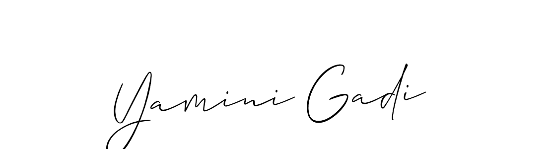 The best way (Allison_Script) to make a short signature is to pick only two or three words in your name. The name Yamini Gadi include a total of six letters. For converting this name. Yamini Gadi signature style 2 images and pictures png