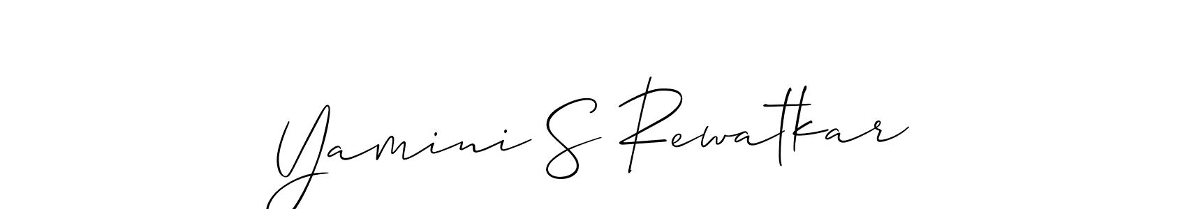 The best way (Allison_Script) to make a short signature is to pick only two or three words in your name. The name Yamini S Rewatkar include a total of six letters. For converting this name. Yamini S Rewatkar signature style 2 images and pictures png