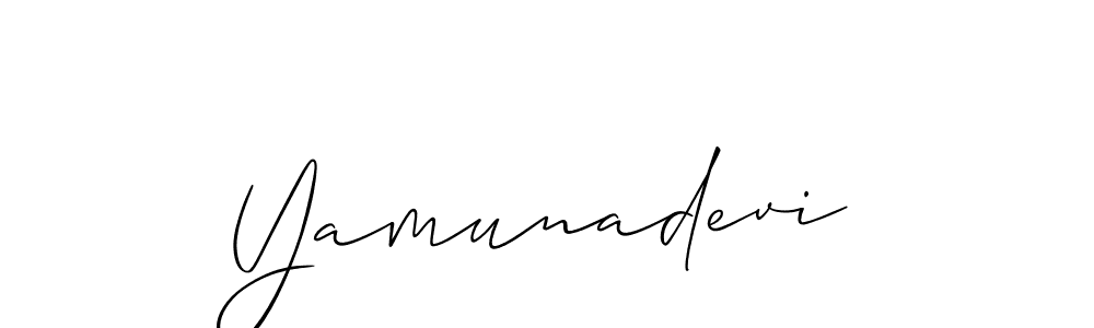 How to make Yamunadevi name signature. Use Allison_Script style for creating short signs online. This is the latest handwritten sign. Yamunadevi signature style 2 images and pictures png
