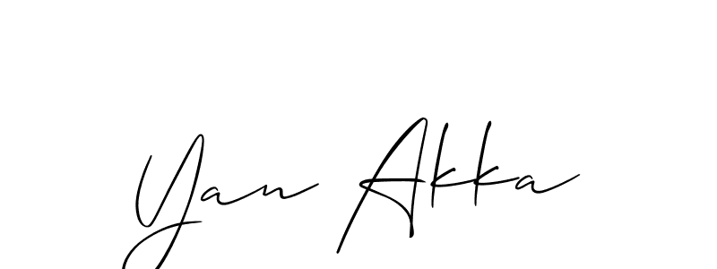 Allison_Script is a professional signature style that is perfect for those who want to add a touch of class to their signature. It is also a great choice for those who want to make their signature more unique. Get Yan Akka name to fancy signature for free. Yan Akka signature style 2 images and pictures png