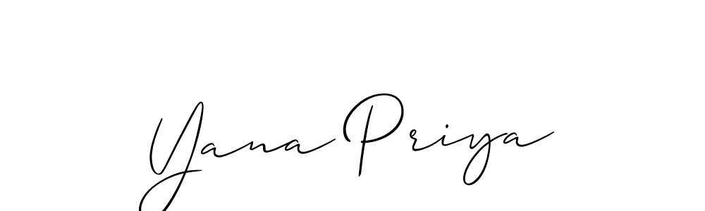 Make a short Yana Priya signature style. Manage your documents anywhere anytime using Allison_Script. Create and add eSignatures, submit forms, share and send files easily. Yana Priya signature style 2 images and pictures png