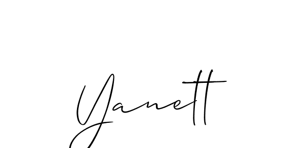 The best way (Allison_Script) to make a short signature is to pick only two or three words in your name. The name Yanett include a total of six letters. For converting this name. Yanett signature style 2 images and pictures png