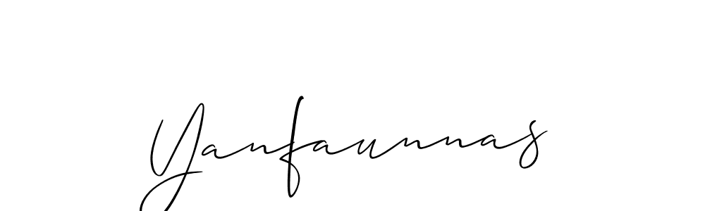 Make a short Yanfaunnas signature style. Manage your documents anywhere anytime using Allison_Script. Create and add eSignatures, submit forms, share and send files easily. Yanfaunnas signature style 2 images and pictures png