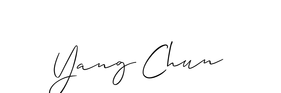 How to make Yang Chun name signature. Use Allison_Script style for creating short signs online. This is the latest handwritten sign. Yang Chun signature style 2 images and pictures png