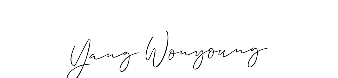 Make a beautiful signature design for name Yang Wonyoung. With this signature (Allison_Script) style, you can create a handwritten signature for free. Yang Wonyoung signature style 2 images and pictures png