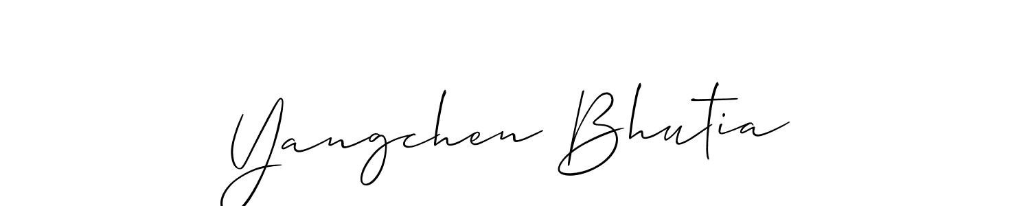 Make a beautiful signature design for name Yangchen Bhutia. With this signature (Allison_Script) style, you can create a handwritten signature for free. Yangchen Bhutia signature style 2 images and pictures png