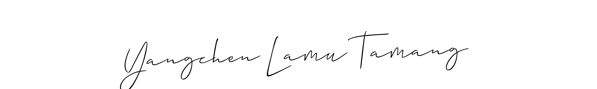 It looks lik you need a new signature style for name Yangchen Lamu Tamang. Design unique handwritten (Allison_Script) signature with our free signature maker in just a few clicks. Yangchen Lamu Tamang signature style 2 images and pictures png