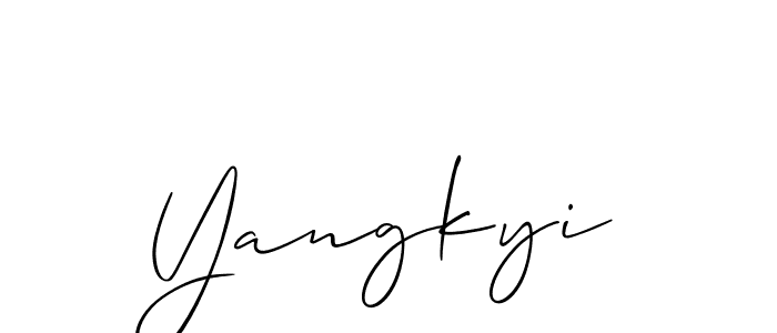 Make a beautiful signature design for name Yangkyi. With this signature (Allison_Script) style, you can create a handwritten signature for free. Yangkyi signature style 2 images and pictures png