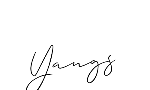 Design your own signature with our free online signature maker. With this signature software, you can create a handwritten (Allison_Script) signature for name Yangs. Yangs signature style 2 images and pictures png