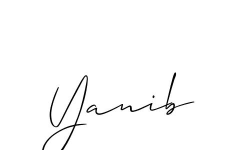The best way (Allison_Script) to make a short signature is to pick only two or three words in your name. The name Yanib include a total of six letters. For converting this name. Yanib signature style 2 images and pictures png