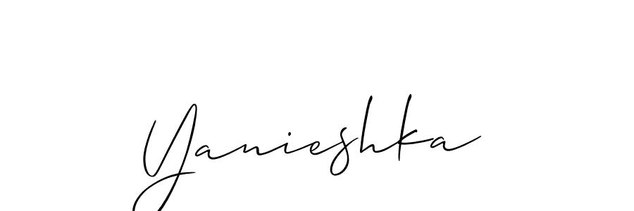 It looks lik you need a new signature style for name Yanieshka. Design unique handwritten (Allison_Script) signature with our free signature maker in just a few clicks. Yanieshka signature style 2 images and pictures png