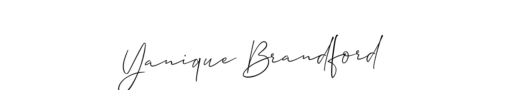 Use a signature maker to create a handwritten signature online. With this signature software, you can design (Allison_Script) your own signature for name Yanique Brandford. Yanique Brandford signature style 2 images and pictures png