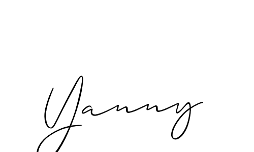 Use a signature maker to create a handwritten signature online. With this signature software, you can design (Allison_Script) your own signature for name Yanny. Yanny signature style 2 images and pictures png