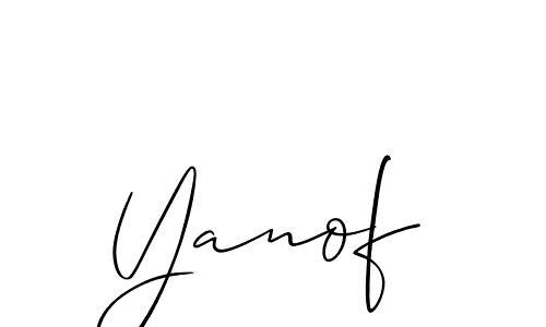 Use a signature maker to create a handwritten signature online. With this signature software, you can design (Allison_Script) your own signature for name Yanof. Yanof signature style 2 images and pictures png