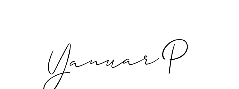 How to make Yanuar P name signature. Use Allison_Script style for creating short signs online. This is the latest handwritten sign. Yanuar P signature style 2 images and pictures png