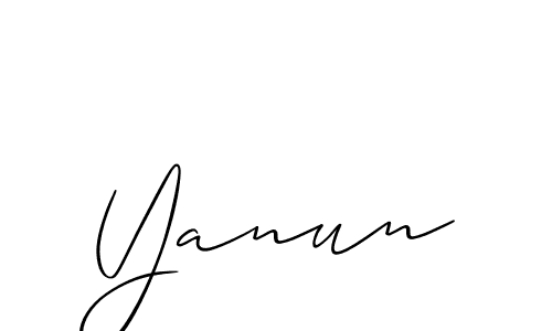 The best way (Allison_Script) to make a short signature is to pick only two or three words in your name. The name Yanun include a total of six letters. For converting this name. Yanun signature style 2 images and pictures png