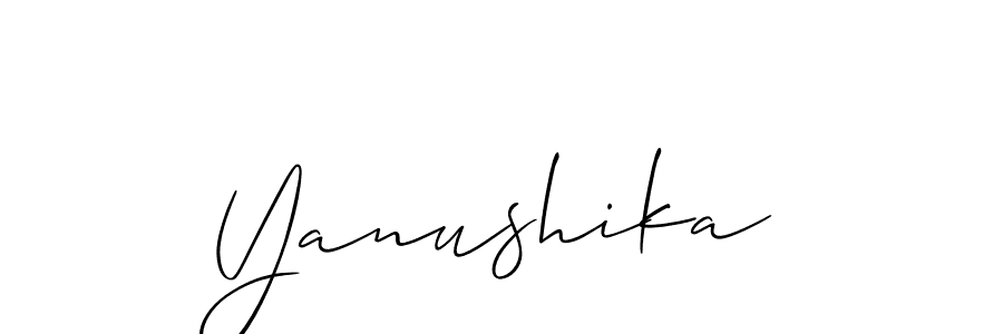 Allison_Script is a professional signature style that is perfect for those who want to add a touch of class to their signature. It is also a great choice for those who want to make their signature more unique. Get Yanushika name to fancy signature for free. Yanushika signature style 2 images and pictures png