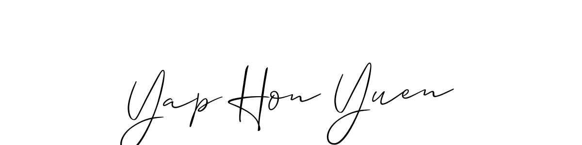 Allison_Script is a professional signature style that is perfect for those who want to add a touch of class to their signature. It is also a great choice for those who want to make their signature more unique. Get Yap Hon Yuen name to fancy signature for free. Yap Hon Yuen signature style 2 images and pictures png