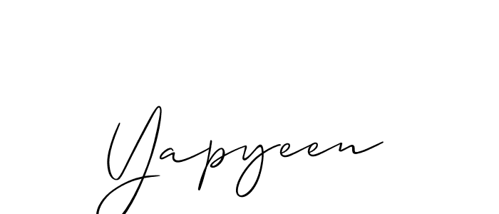 It looks lik you need a new signature style for name Yapyeen. Design unique handwritten (Allison_Script) signature with our free signature maker in just a few clicks. Yapyeen signature style 2 images and pictures png