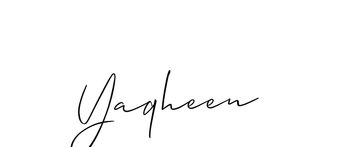 It looks lik you need a new signature style for name Yaqheen. Design unique handwritten (Allison_Script) signature with our free signature maker in just a few clicks. Yaqheen signature style 2 images and pictures png