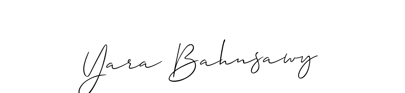 How to Draw Yara Bahnsawy signature style? Allison_Script is a latest design signature styles for name Yara Bahnsawy. Yara Bahnsawy signature style 2 images and pictures png