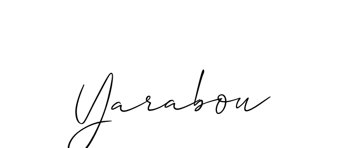 The best way (Allison_Script) to make a short signature is to pick only two or three words in your name. The name Yarabou include a total of six letters. For converting this name. Yarabou signature style 2 images and pictures png