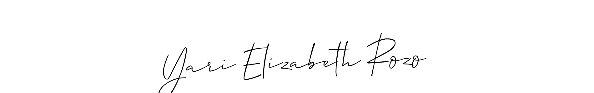 This is the best signature style for the Yari Elizabeth Rozo name. Also you like these signature font (Allison_Script). Mix name signature. Yari Elizabeth Rozo signature style 2 images and pictures png