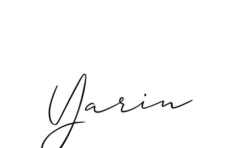 Use a signature maker to create a handwritten signature online. With this signature software, you can design (Allison_Script) your own signature for name Yarin. Yarin signature style 2 images and pictures png