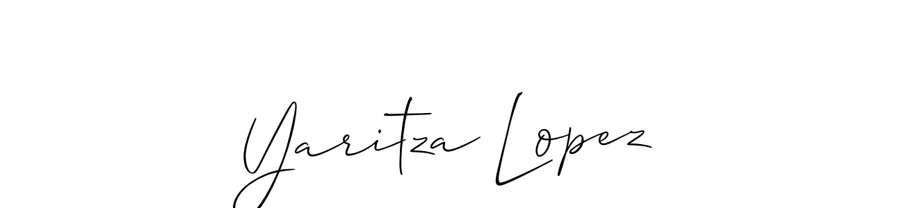 The best way (Allison_Script) to make a short signature is to pick only two or three words in your name. The name Yaritza Lopez include a total of six letters. For converting this name. Yaritza Lopez signature style 2 images and pictures png