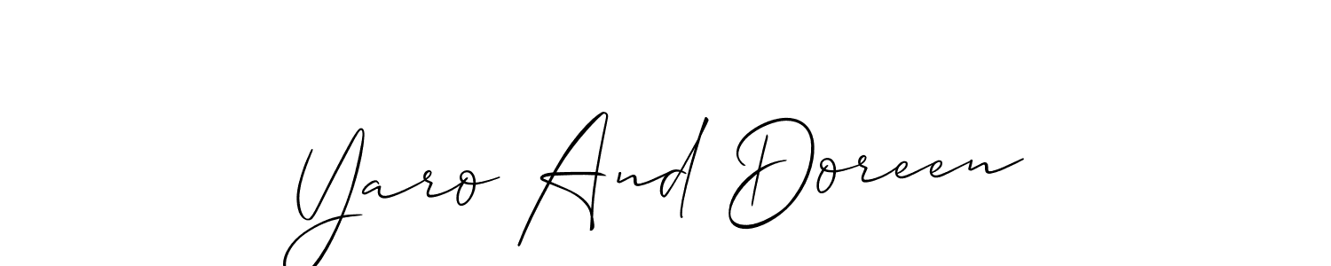 Check out images of Autograph of Yaro And Doreen name. Actor Yaro And Doreen Signature Style. Allison_Script is a professional sign style online. Yaro And Doreen signature style 2 images and pictures png