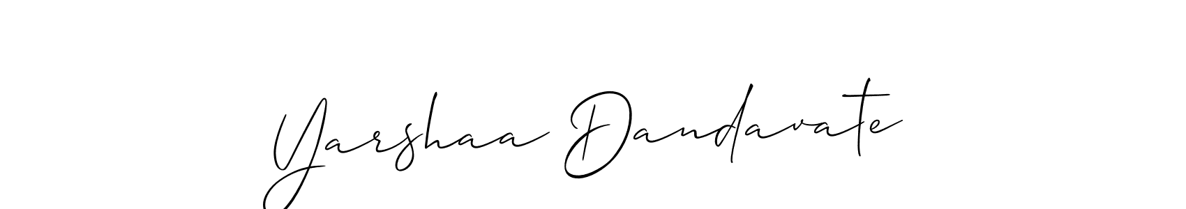 How to make Yarshaa Dandavate name signature. Use Allison_Script style for creating short signs online. This is the latest handwritten sign. Yarshaa Dandavate signature style 2 images and pictures png