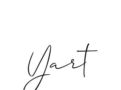 Use a signature maker to create a handwritten signature online. With this signature software, you can design (Allison_Script) your own signature for name Yart. Yart signature style 2 images and pictures png