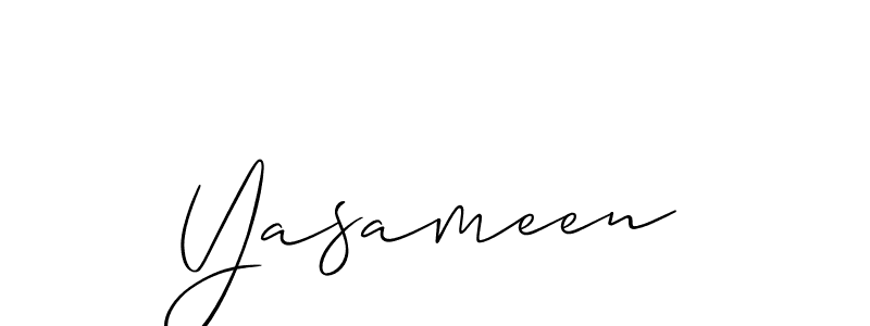 It looks lik you need a new signature style for name Yasameen. Design unique handwritten (Allison_Script) signature with our free signature maker in just a few clicks. Yasameen signature style 2 images and pictures png