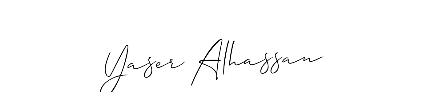 Create a beautiful signature design for name Yaser Alhassan. With this signature (Allison_Script) fonts, you can make a handwritten signature for free. Yaser Alhassan signature style 2 images and pictures png