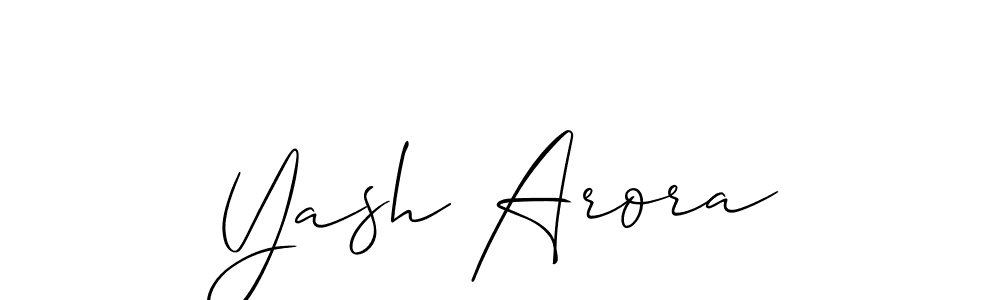 Make a beautiful signature design for name Yash Arora. With this signature (Allison_Script) style, you can create a handwritten signature for free. Yash Arora signature style 2 images and pictures png