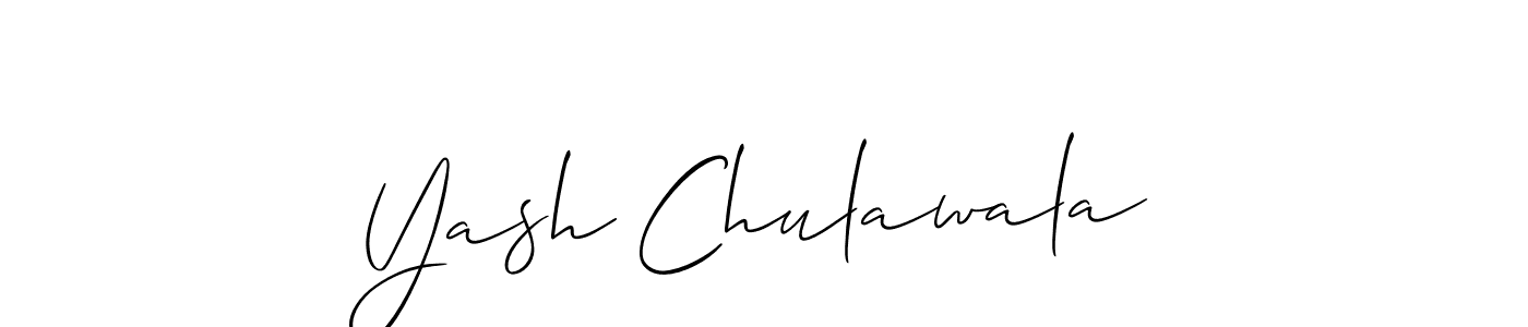 The best way (Allison_Script) to make a short signature is to pick only two or three words in your name. The name Yash Chulawala include a total of six letters. For converting this name. Yash Chulawala signature style 2 images and pictures png