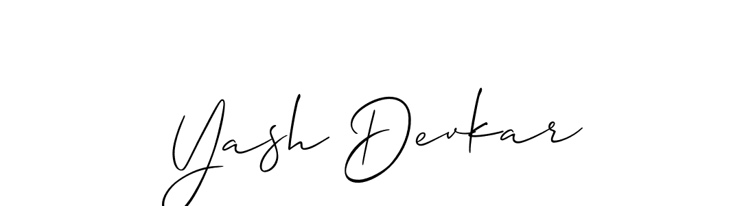Make a beautiful signature design for name Yash Devkar. With this signature (Allison_Script) style, you can create a handwritten signature for free. Yash Devkar signature style 2 images and pictures png