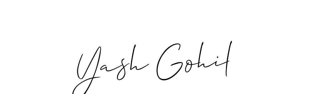 Yash Gohil stylish signature style. Best Handwritten Sign (Allison_Script) for my name. Handwritten Signature Collection Ideas for my name Yash Gohil. Yash Gohil signature style 2 images and pictures png