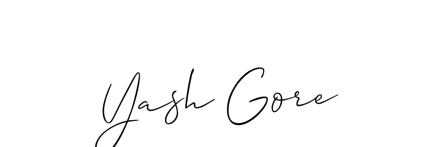 It looks lik you need a new signature style for name Yash Gore. Design unique handwritten (Allison_Script) signature with our free signature maker in just a few clicks. Yash Gore signature style 2 images and pictures png