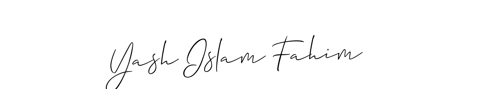 Make a short Yash Islam Fahim signature style. Manage your documents anywhere anytime using Allison_Script. Create and add eSignatures, submit forms, share and send files easily. Yash Islam Fahim signature style 2 images and pictures png